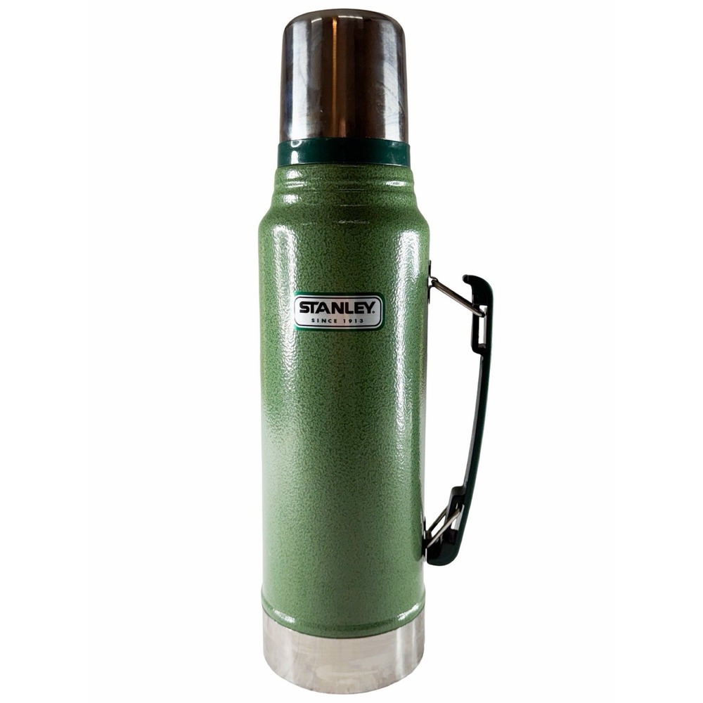 Stanley Classic Thermos 1Qt Green Vacuum Insulated Bottle Handle Lid Cup Camping